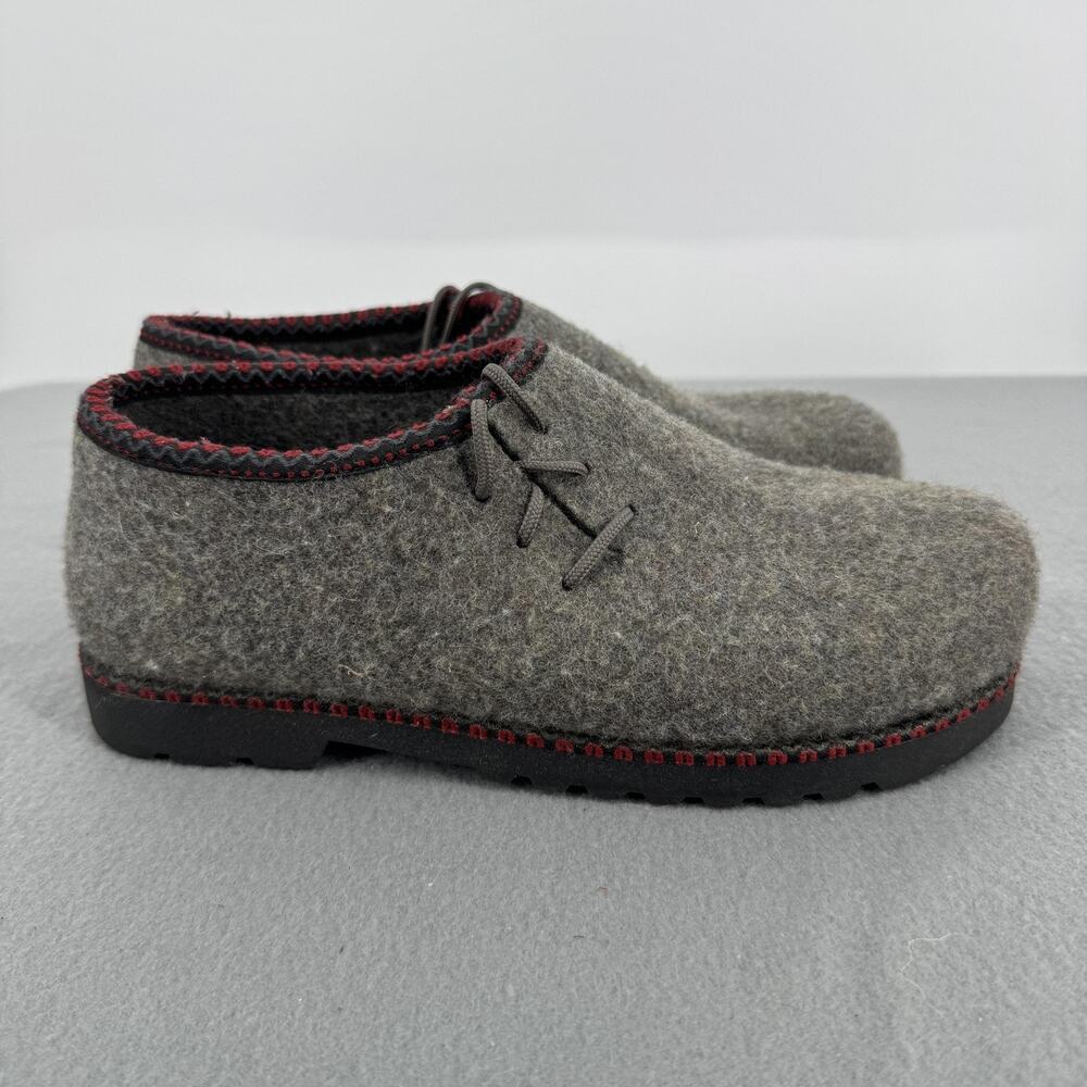 Stegmann Wild 'n Wooly Wool Clog Slippers Womens Size 8 Gray Felt Lace Up
